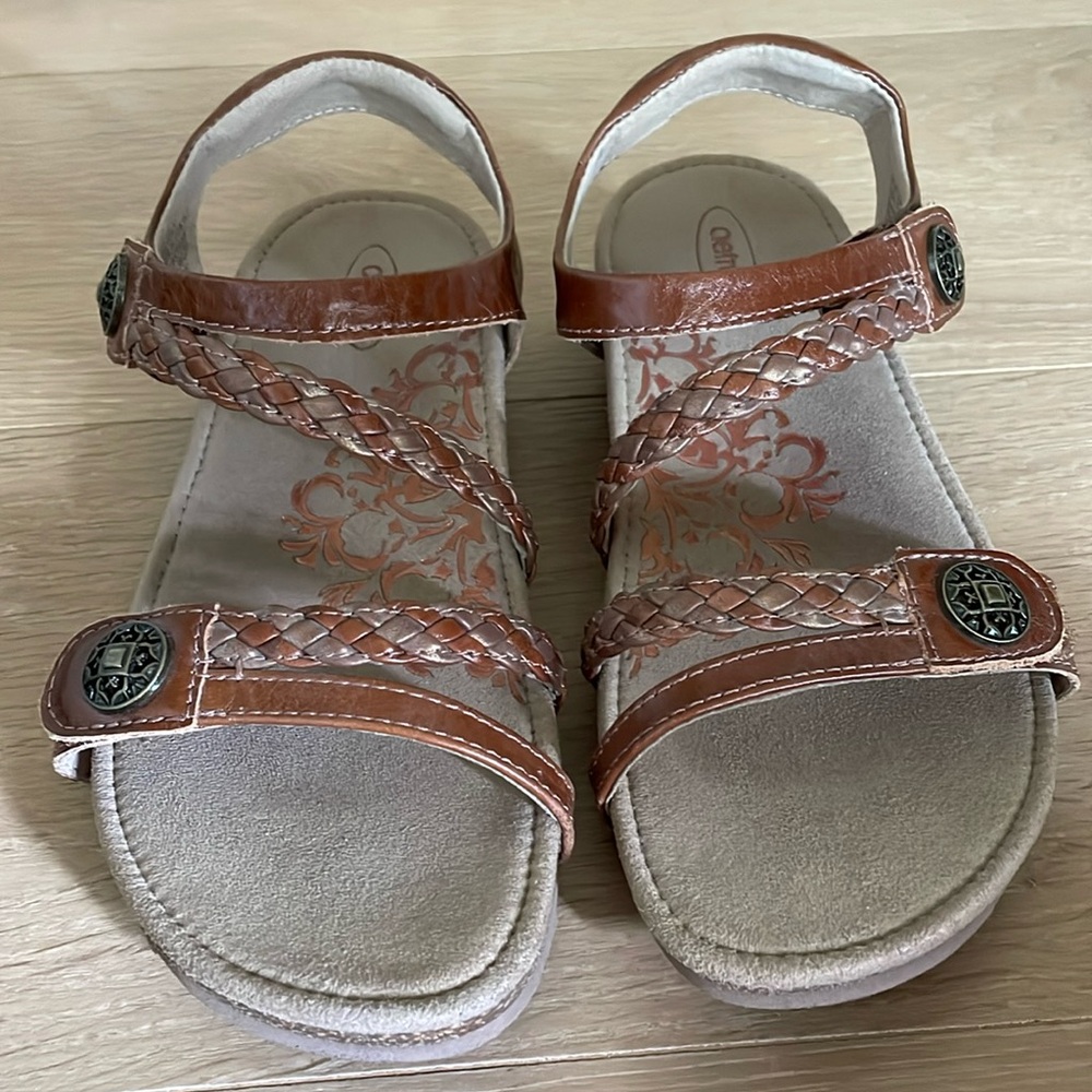 Aetrex Jillian Braided Sandal ~ sz 8.5 women ~ brown